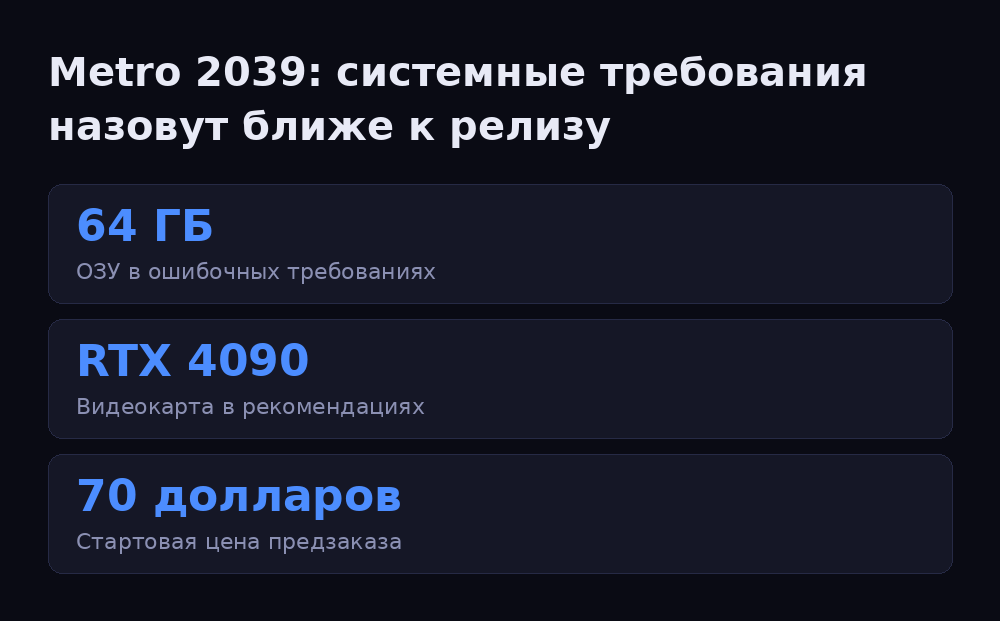 Инфографика: Metro 2039: системные требования назовут ближе к релизу